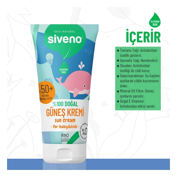Siveno Doğal 50 Ml 50 Faktör Bebek Güneş Kremi - Görsel 4