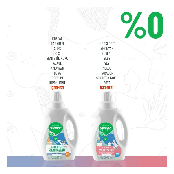 Siveno %100 Doğal Çamaşır Sabunu & Bebek Çamaşır Sabunu Kendinden Yumuşatıcılı Bitkisel Deterjan Konsantre Vegan 750 Ml Set - Görsel 2
