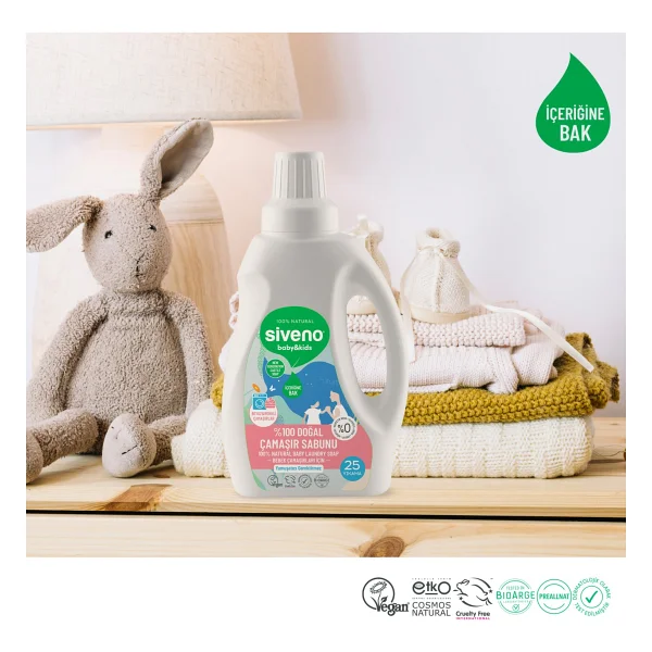 Siveno %100 Doğal Çamaşır Sabunu & Bebek Çamaşır Sabunu Kendinden Yumuşatıcılı Bitkisel Deterjan Konsantre Vegan 750 Ml Set - Görsel 4