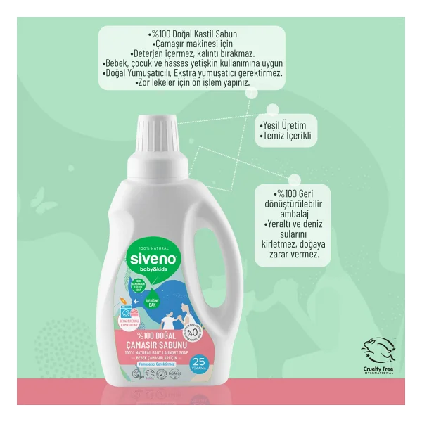 Siveno %100 Doğal Çamaşır Sabunu & Bebek Çamaşır Sabunu Kendinden Yumuşatıcılı Bitkisel Deterjan Konsantre Vegan 750 Ml Set - Görsel 6