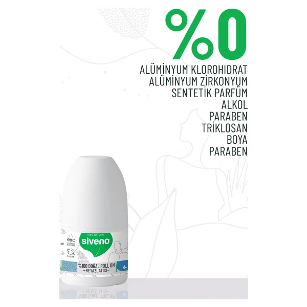 Siveno %100 Doğal Beyazlatıcı 2 Adet 50 Ml Kadın Roll-On Deodorant - Görsel 3