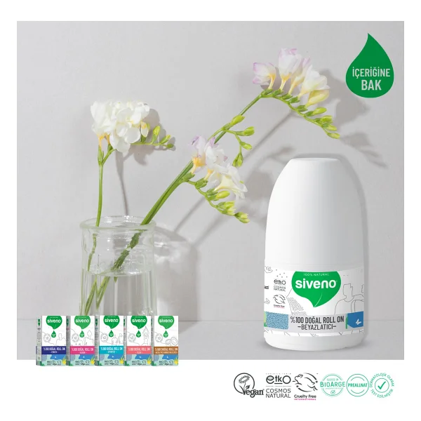 Siveno %100 Doğal Beyazlatıcı 2 Adet 50 Ml Kadın Roll-On Deodorant - Görsel 5