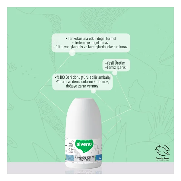 Siveno %100 Doğal Beyazlatıcı 2 Adet 50 Ml Kadın Roll-On Deodorant - Görsel 7
