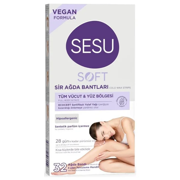 Sesu Soft Tüm Vücut Ve Yüz Bölgesi 32'li Sir Ağda Bandı - Görsel 2