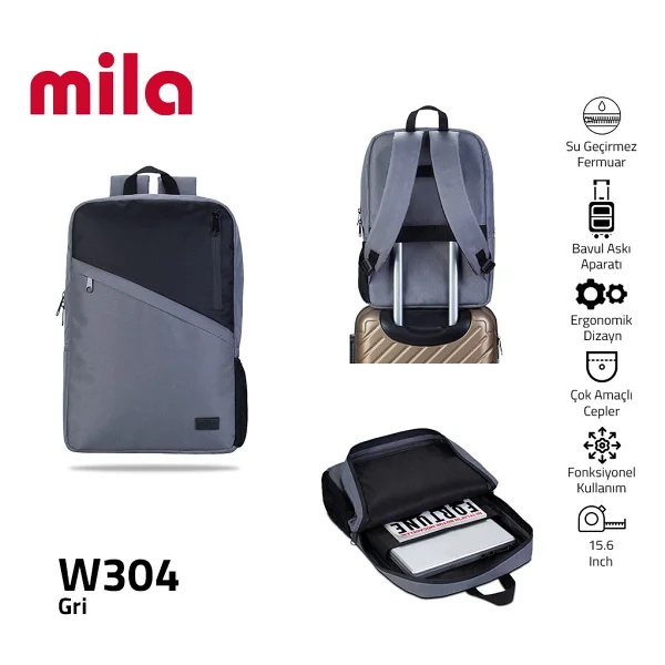 Classone Mila W304 Gri 15.6" Laptop Sırt Çantası - Görsel 2