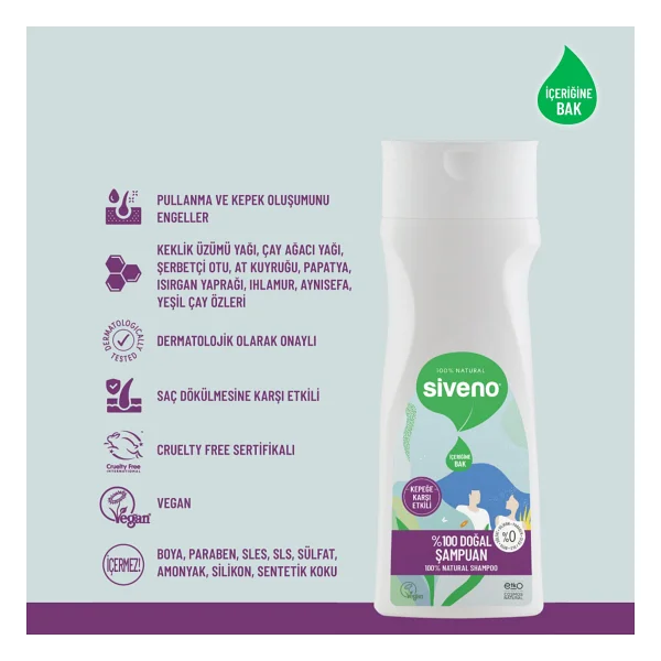Siveno %100 Doğal Kepeğe Karşı Etkili 300 Ml Şampuan - Görsel 6