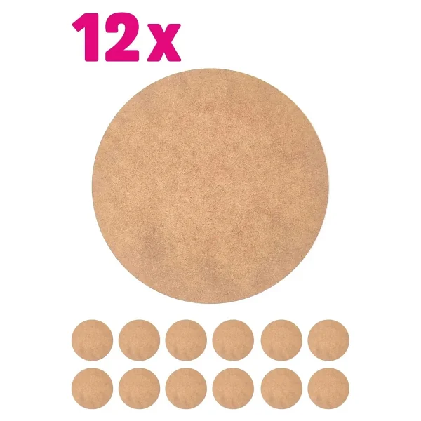 Msay Supla Levha 12 Adet 3 Mm Ham Mdf 20 Cm Yuvarlak Servis Altı Supla - Ahşap Rengi - Görsel 2