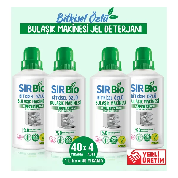 Sır Bio Bitki Özlü Bulaşık Makinesi Jel Deterjanı 40 Yıkama 1 Lt 4'lü - Görsel 7