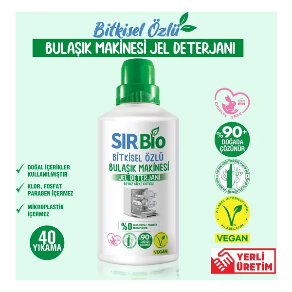 Sır Bio Bitki Özlü Bulaşık Makinesi Jel Deterjanı 40 Yıkama 1 Lt 4'lü - Görsel 2