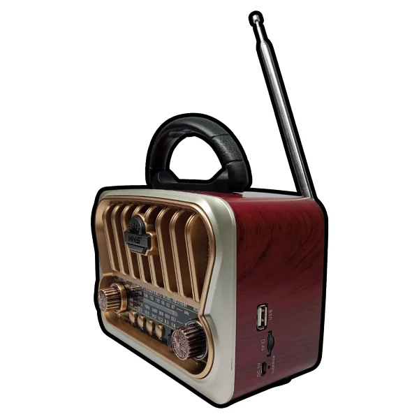 MN6 NS-09 Nostaljik Mini Radyo/Tws Destekli/18650 Li-pil Antenli/Fm radyo mini radyo/bluetooth nostaljik radyo-Ahşap görünümlü/nostaljik radyo - Gümüş - Görsel 3