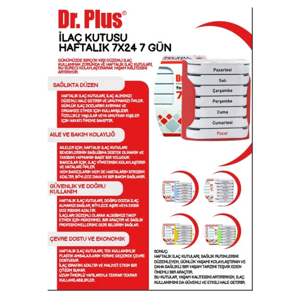Dr. Plus 7x24 İlaç Saklama Ve Zamanlama Kutusu - Görsel 2