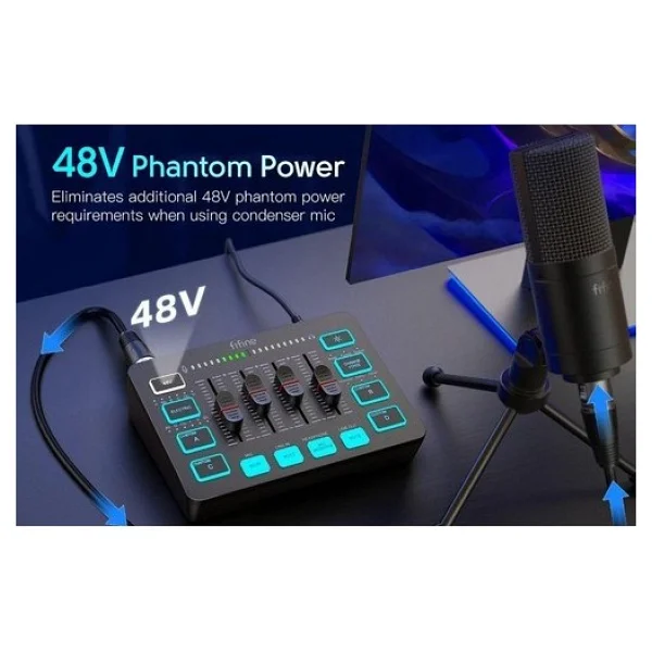 Fifine Ampligame Sc3 USB Gaming Ses Mikseri - Görsel 4