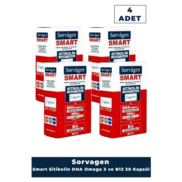 Sorvagen Smart Sitikolin DHA Omega 3 ve B12 30 Kapsül 4'lü - Görsel 5