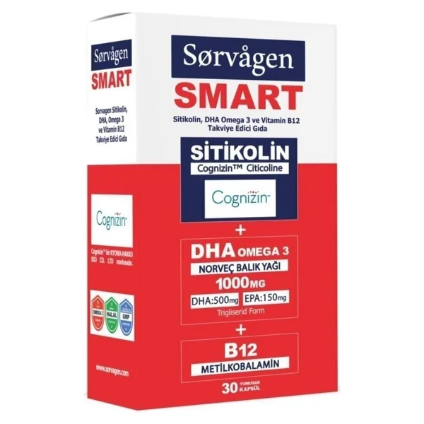 Sorvagen Smart Sitikolin DHA Omega 3 ve B12 30 Kapsül 4'lü - Görsel 2