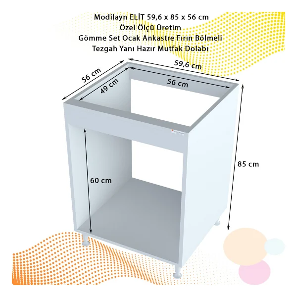 Modilayn Elit 60 Cm Gömme Ocak Uyumlu Ankastre Fırın Modülü - Ocak Altı Fırın Dolabı (60X85x56 Cm) - Görsel 4
