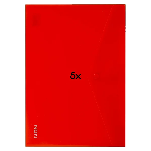 Noki 3101 Kırmızı A4 Çıtçıtlı Şeffaf Evrak Zarfı - Görsel 2