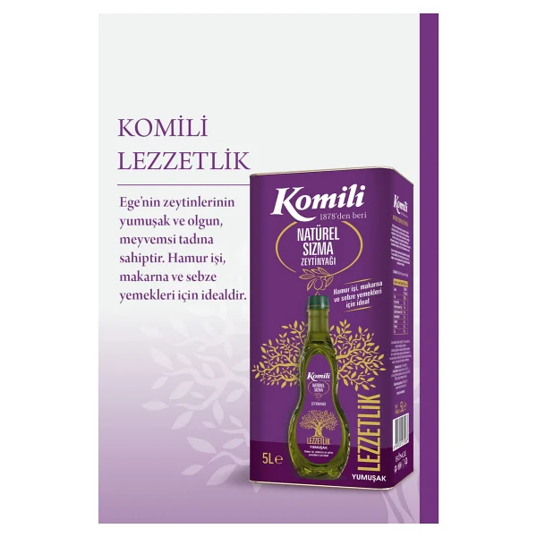 Komili Ege Lezzetlik Yumuşak Natürel Sızma Zeytinyağı 5 Lt - Görsel 2
