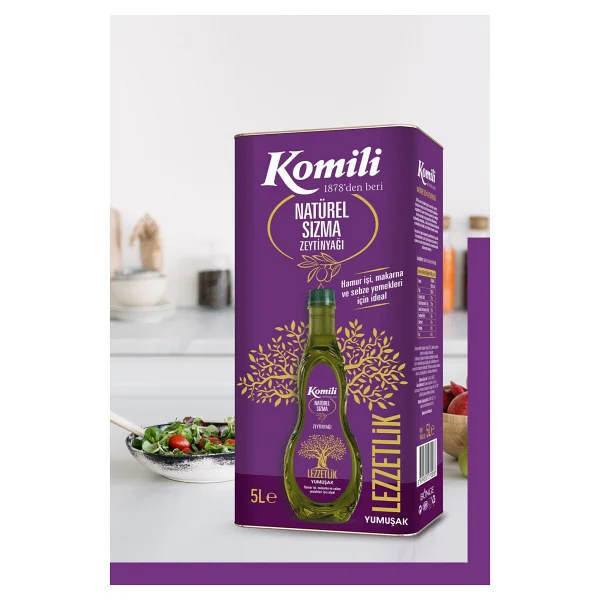 Komili Ege Lezzetlik Yumuşak Natürel Sızma Zeytinyağı 5 Lt - Görsel 3