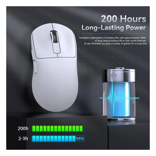 Attack Shark X3 Beyaz Şarjlı Makrolu Optik Kablosuz Oyuncu Mouse - Görsel 3