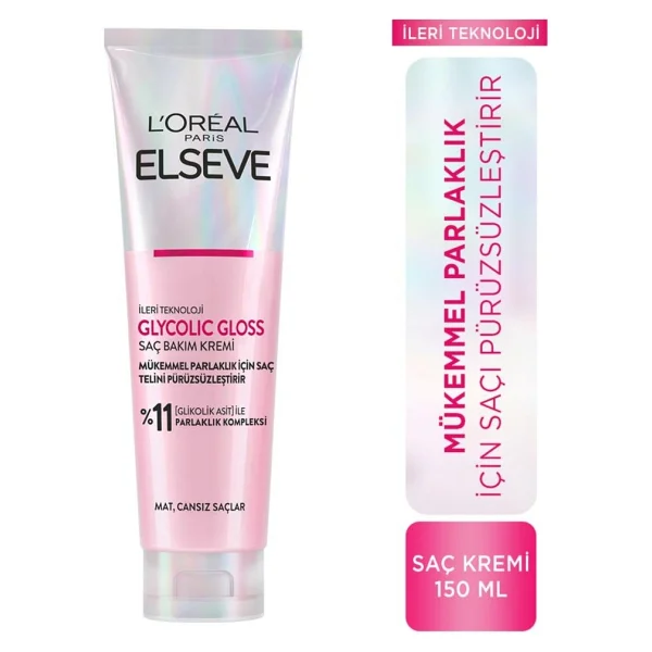 L'Oreal Paris Elseve Glycolic Gloss Mükemmel Parlaklık için 150 ml Saç Kremi - Görsel 2