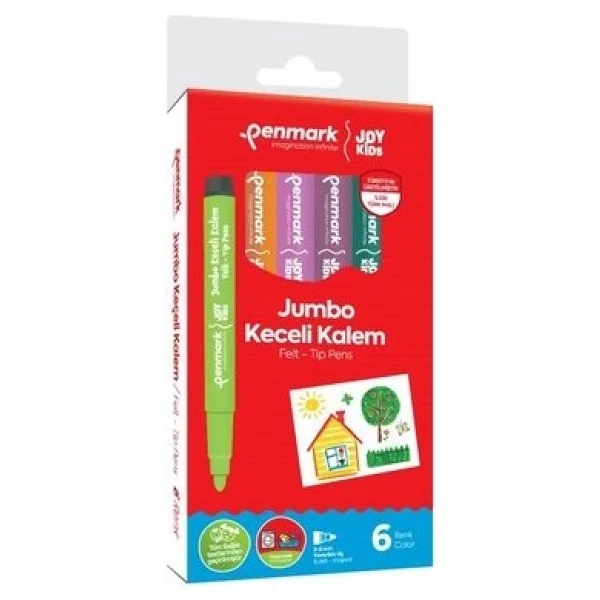 Penmark Süper Yıkanabilir 6'lı Jumbo Keçeli Kalem Seti - Görsel 2