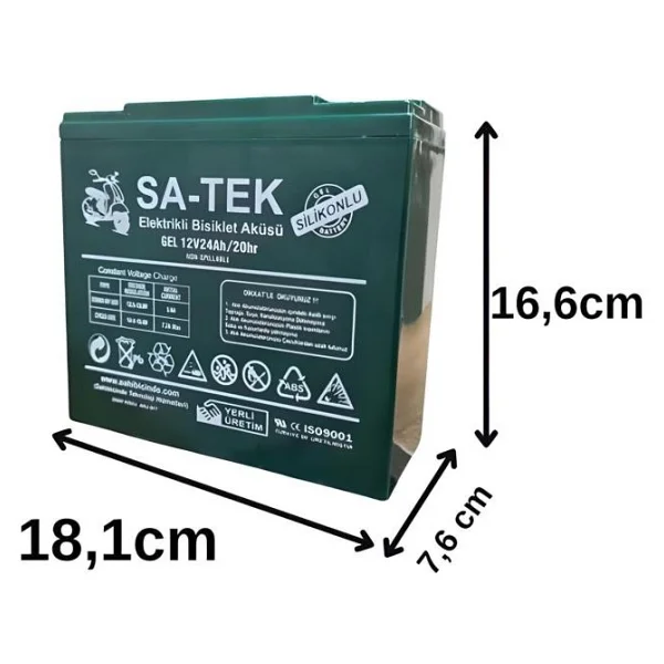 Sa-Tek 12v 24 Ah Elektrikli Motosiklet Aküsü 4'lü Set Jel Akü Elektrikli Bisiklet Aküsü (2024 Üretim) - Görsel 2