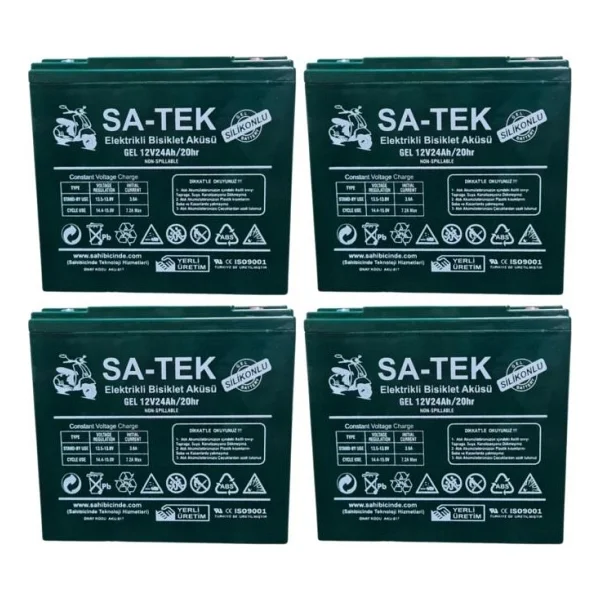 Sa-Tek 12v 24 Ah Elektrikli Motosiklet Aküsü 4'lü Set Jel Akü Elektrikli Bisiklet Aküsü (2024 Üretim) - Görsel 6