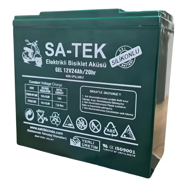 Sa-Tek 12v 24 Ah Elektrikli Motosiklet Aküsü 4'lü Set Jel Akü Elektrikli Bisiklet Aküsü (2024 Üretim) - Görsel 3