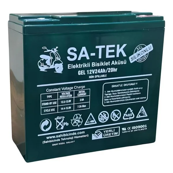 Sa-Tek 12v 24 Ah Elektrikli Motosiklet Aküsü 4'lü Set Jel Akü Elektrikli Bisiklet Aküsü (2024 Üretim) - Görsel 4
