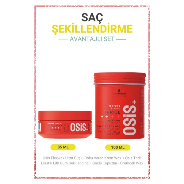 Osis Flexwax Ultra Güçlü Doku Veren Krem Wax 85ml + Thrill Elastik Lifli Gum Şekillendirici 100ml - Görsel 6