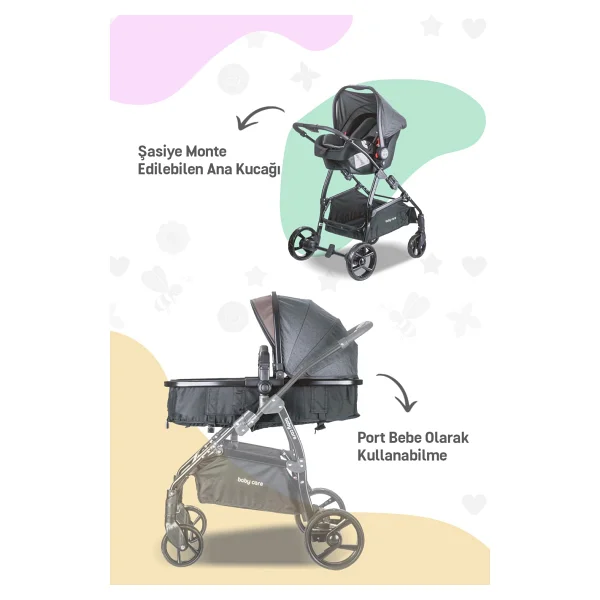 Baby Care Bc-315 Safari Pro Kahverengi Travel Sistem Bebek Arabası - Görsel 4