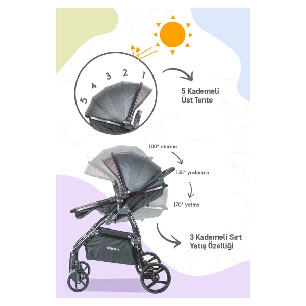 Baby Care Bc-315 Safari Pro Kahverengi Travel Sistem Bebek Arabası - Görsel 6