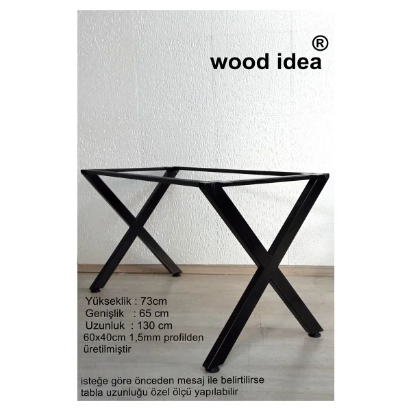 Wood Idea X Yemek Masası Metal Ayak Salon Cafe Ofis Mutfak Metal Masa Ayağı - Görsel 4