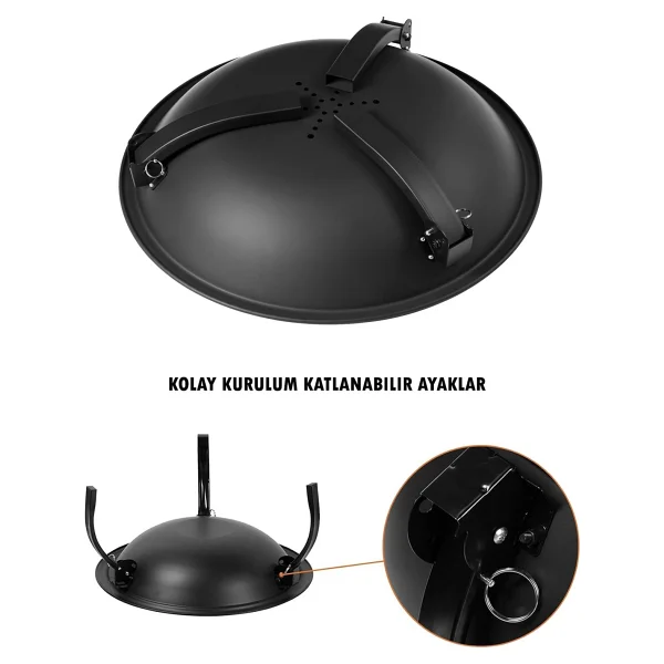 Somıneco Metal 4 Parça İthal Katlanabilir Ve Taşınabilir Ateş Çukuru-Mangal Şömine Bahçe Isıtma Kamp 54 Cm Siyah - Görsel 2