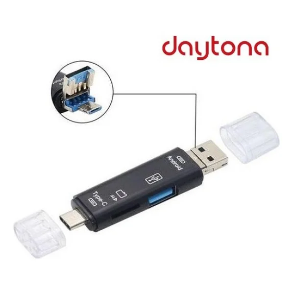 Daytona A5068 Otg 3in1 Type-C Ve Micro USB Tf Çevirici Dönüştürücü Kart Okuyucu - Görsel 3