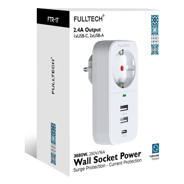 Fulltech Ftr-17 380 Joule Usb'li Kablosuz Akım Korumalı Priz - Görsel 2