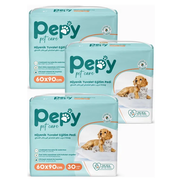 Pepy Pet Care 60x90 Cm Hijyenik Tuvalet Eğitim Pedi 30'lu 3 Paket 90 Adet 3 Katmanlı Koruma - Görsel 3