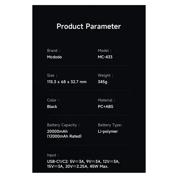 Mcdodo Mc-4331 20000 mAh Hızlı Şarj Powerbank - Görsel 5