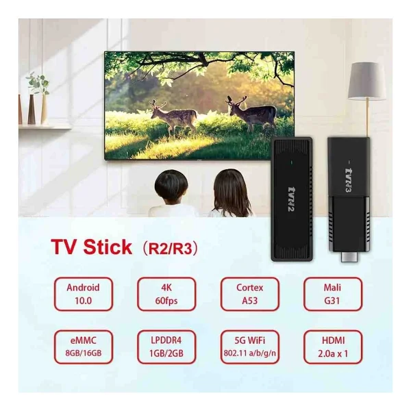 Vothoon Tvr3 TV Stick Android 12.5/ 2gb/16gb Wi-Fi 2.4g 5g BT 5.0 Akıllı Medya Oynatıcı - Görsel 4