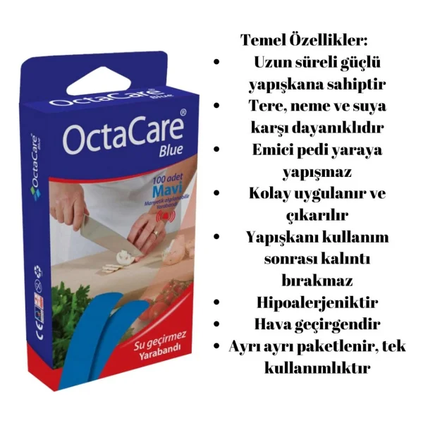 Octacare Mavi Manyetik Yara Bandı 100'lü - Ameliyathane Yeşili - 115 - 130 Cm - Görsel 2