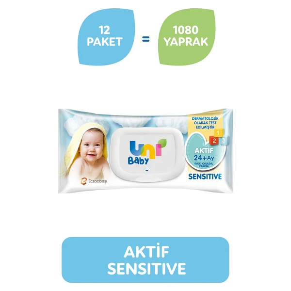 Uni Baby Aktif Sensitive 90 Yaprak 12'li Paket Islak Mendil - Görsel 10