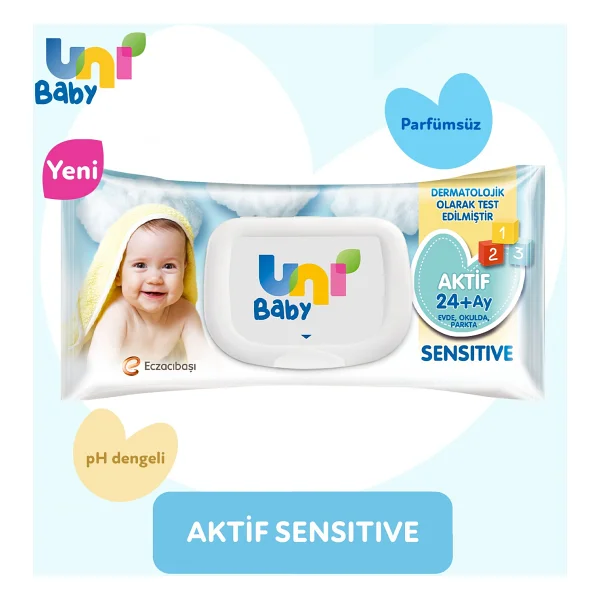Uni Baby Aktif Sensitive 90 Yaprak 12'li Paket Islak Mendil - Görsel 3
