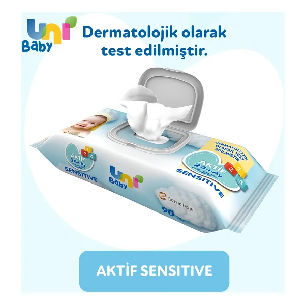 Uni Baby Aktif Sensitive 90 Yaprak 12'li Paket Islak Mendil - Görsel 4