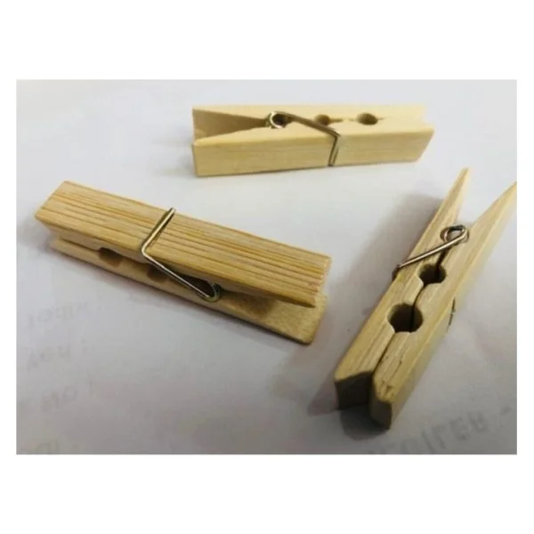 Balsa 40 Adet - Bambu Mandal, Ahşap Mandal, Tahta Mandal - Çamaşır Mandalı - Görsel 3