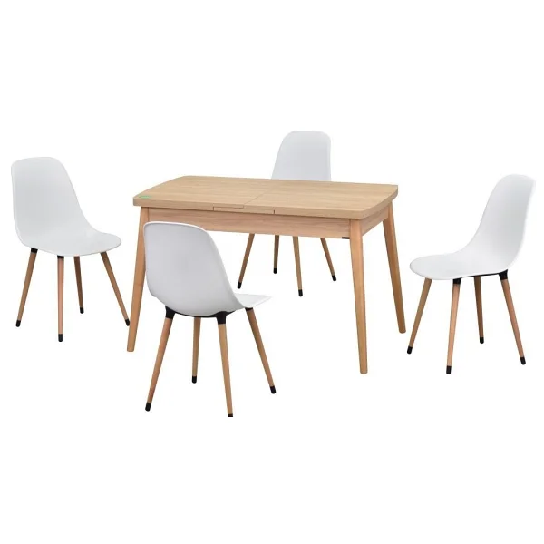 Vilinze Eames Sandalye Avanos Ahşap Mdf Açılır Mutfak Masası Takımı - 70x120+30 Cm - Beyaz - Nn - Görsel 8