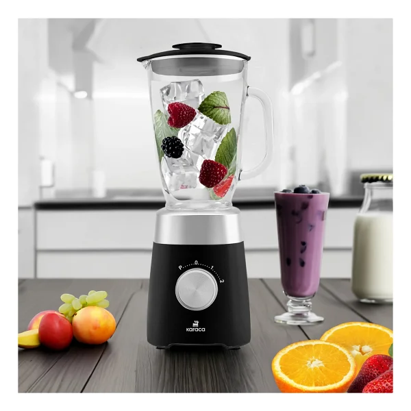 Karaca Paslanmaz Çelik Bıçaklar İle Buz Kırıcı 1,5 Lt Cam Sürahili Smoothie Blender Siyah - Görsel 3