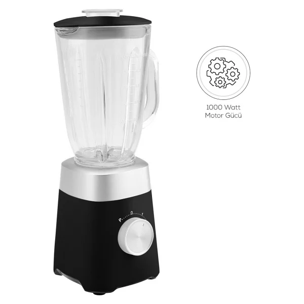 Karaca Paslanmaz Çelik Bıçaklar İle Buz Kırıcı 1,5 Lt Cam Sürahili Smoothie Blender Siyah - Görsel 2