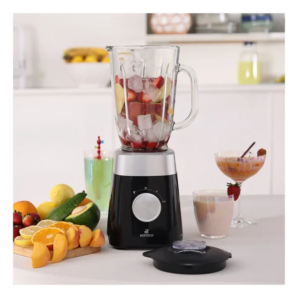 Karaca Paslanmaz Çelik Bıçaklar İle Buz Kırıcı 1,5 Lt Cam Sürahili Smoothie Blender Siyah - Görsel 5