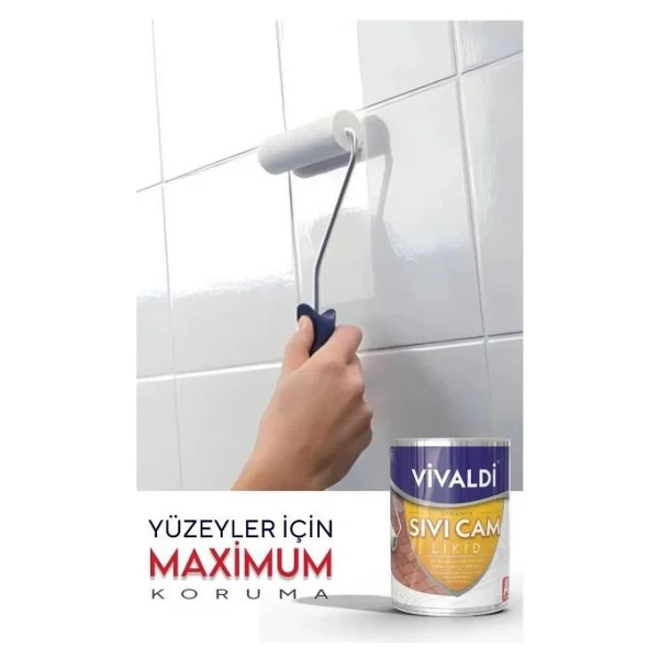Vivaldi Fayans Boyası Seti Sıvı Cam Ve Uygulama Seti Tezgah,Mermer,Banyo,Mutfak Boyama Seti 1 Lt - Buzsaçağı - Görsel 4