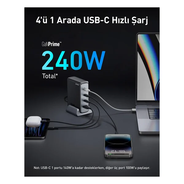 Anker Prime 749 A2342 240 W Hızlı Şarj Adaptörü - Görsel 2